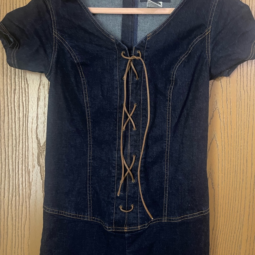 Revolt Large laced Denim Jumpsuit. Y2K. Flare.